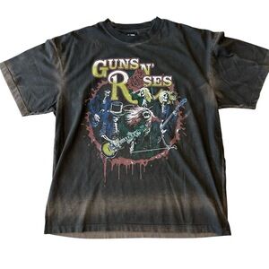 Giant Vintage Guns N Roses Brown Tie Dye Short Sleeve Band T-Shirt XL